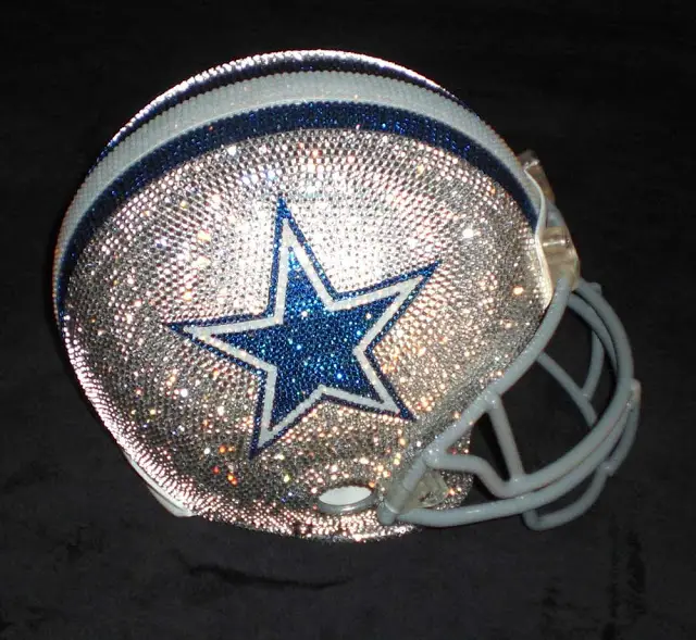 Read more about the article Blinged Out Brain Buckets. NFL Helmets With Hand Applied Swarovski Crystals.
