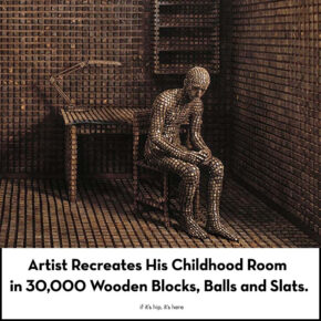 Levi van Veluw Recreates His Childhood Room in 30,000 Wooden Blocks, Balls and Slats.
