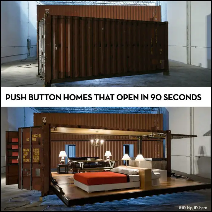 Read more about the article Container Homes That Open In 90 Seconds. Push Button Houses by Adam Kalkin.