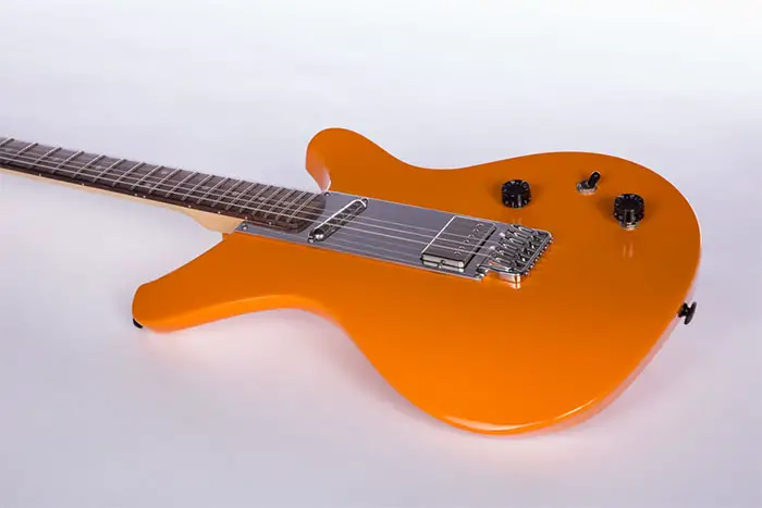 bright orange electric guitar