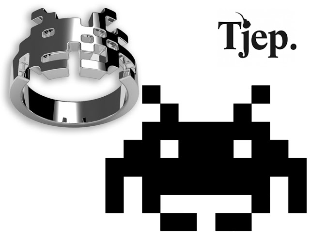 Read more about the article Sterling Silver Space Invaders Rings In Three Styles For Men and Women by Tjep.