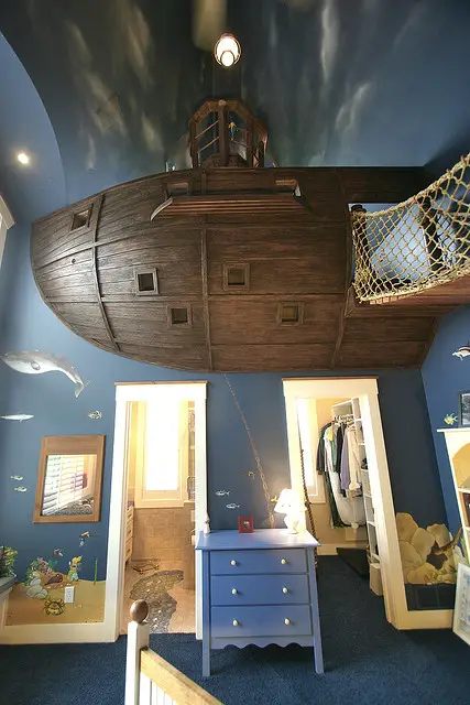 pirate ship build into bedroom