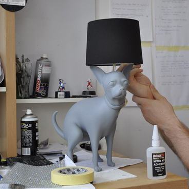 making the pooping dog lamp