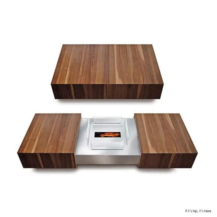 Read more about the article Modern Matchbox Coffee Table By Schulte Design Conceals Ethanol Fireplace.