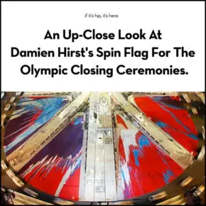 An Up-Close Look At Damien Hirst’s Spin Flag For The Olympic Closing Ceremonies.