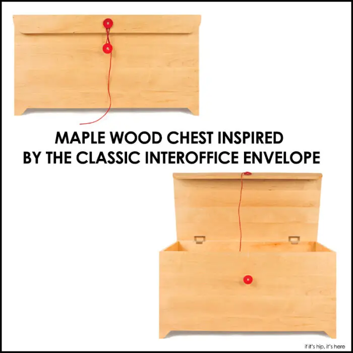 Read more about the article Maple Wood and Leather Chest Mimics Look of Interoffice Envelope.