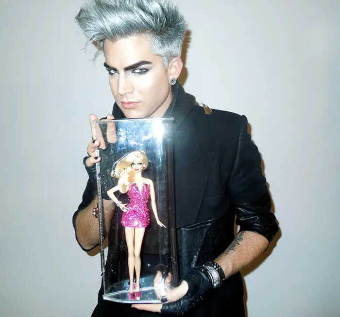 adam lambert with the rare pink diamond barbie