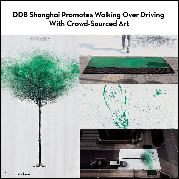 Read more about the article DDB Shanghai Promotes Walking Over Driving With Crowd-Sourced Art. Green Pedestrian Crossing for China’s Environmental Protection Foundation.