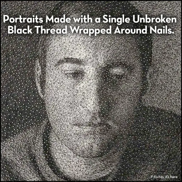 Read more about the article Portraits Made With A Single Unbroken Black Thread Wrapped Around Nails.