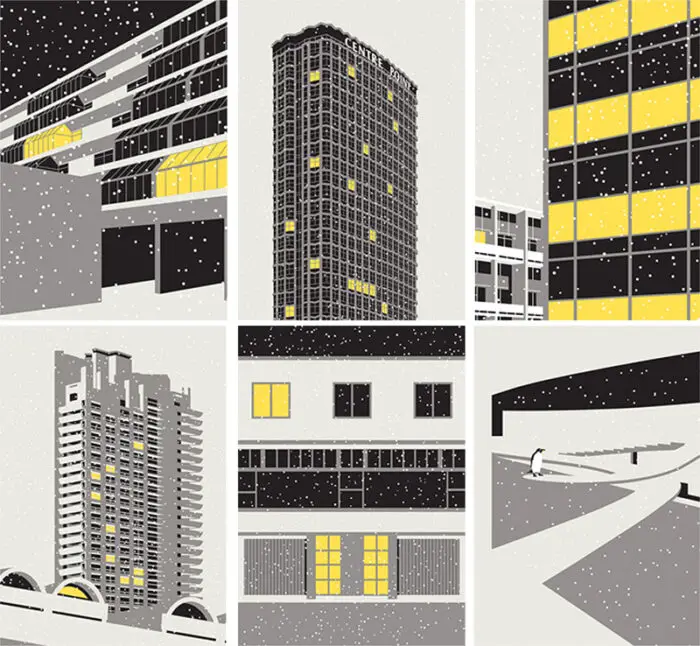 Read more about the article New Set of Modernist London II Winter Edition Greeting Cards by Graphic Designer Stefi Orazi