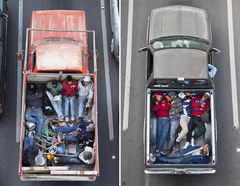 overhead shots of pick-up trucks