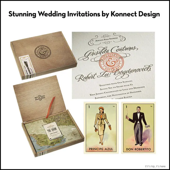 Read more about the article Letter-pressing and Loteria Cards in Cedar Boxes Make For Stunning Wedding Invitations by Konnect Design.