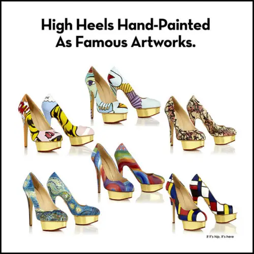 Read more about the article Artist Boyarde Messenger Hand Paints Charlotte Olympia’s Dolly Pumps As Famous Paintings For Neiman Marcus.