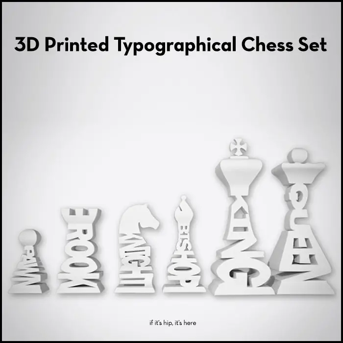 3D typographical chess set hero IIHIH