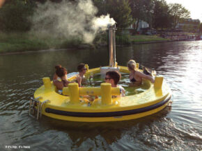 The HotTug. A Motorized Floating Wood-Fired Hot Tub!