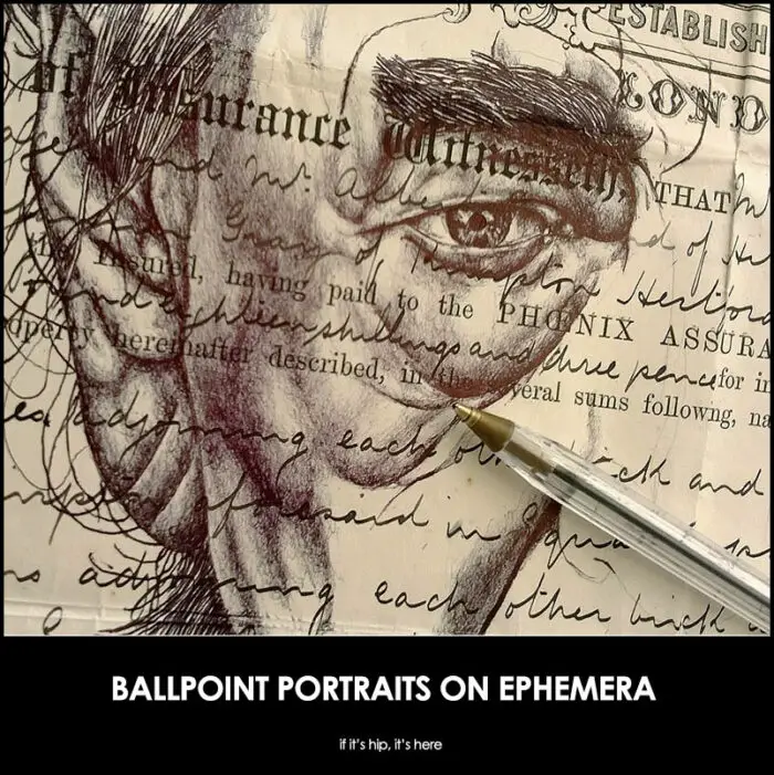 Read more about the article New Bic Ballpoint Pen Portraits On Ephemera By Artist Mark Powell