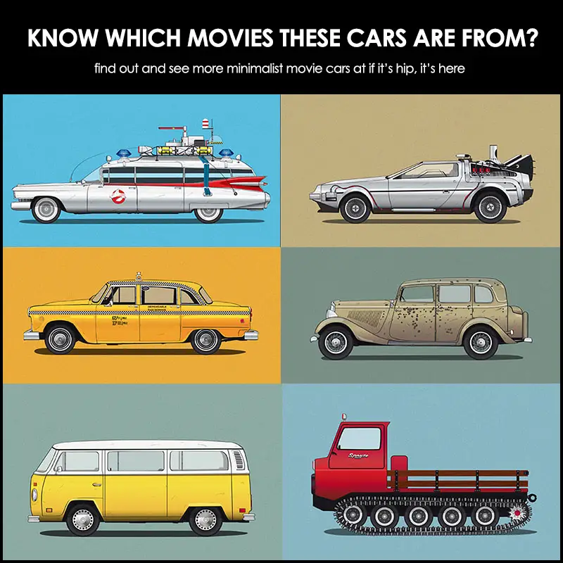 famous movie car minimalist posters