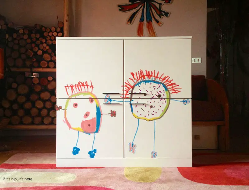 hollo custom child's drawing on cabinet