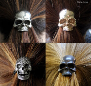 Handmade Skull Ponytail Holders by Michael R. Doyle of Moon Raven Designs Are Boo-tiful.