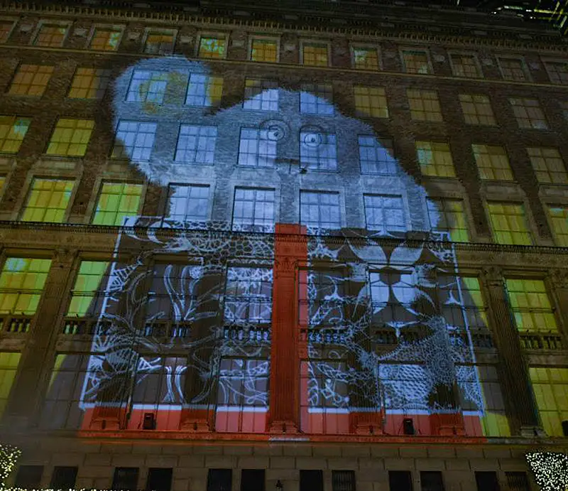 Saks Fifth Avenue Holiday Light Projection and Windows 