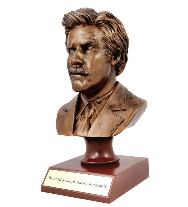 ron burgundy bronze bust