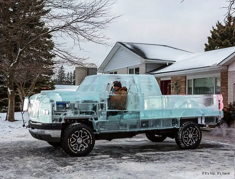 drivable truck made of ice