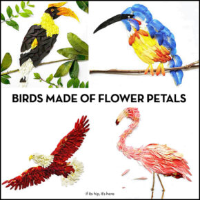 A Bouquet Of Birds. Artist Hong Yi Uses Flowers Petals To Construct Birds.