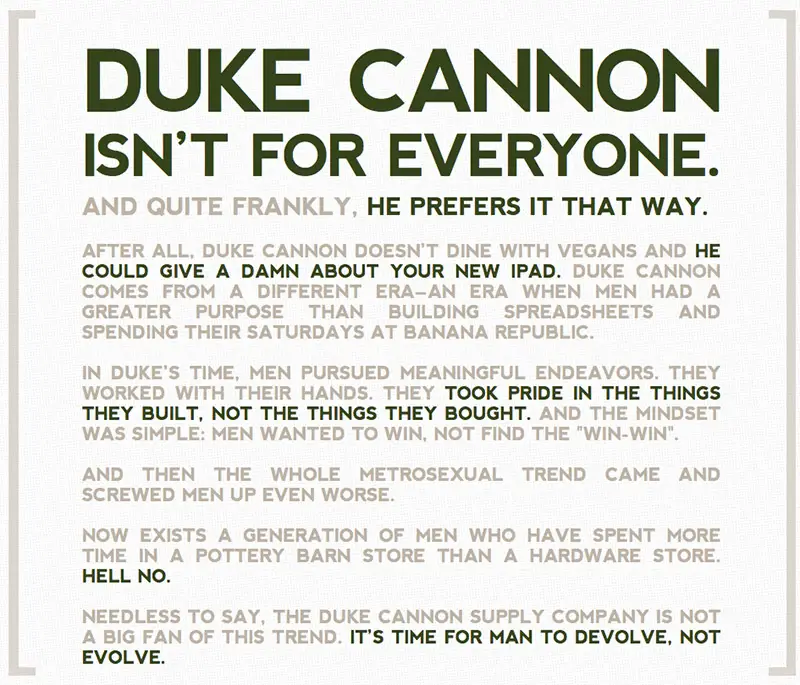 duke cannon supply co manifesto