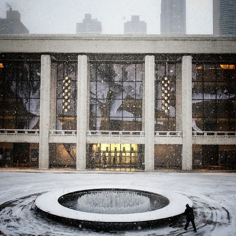 artist JR installation at Lincoln center