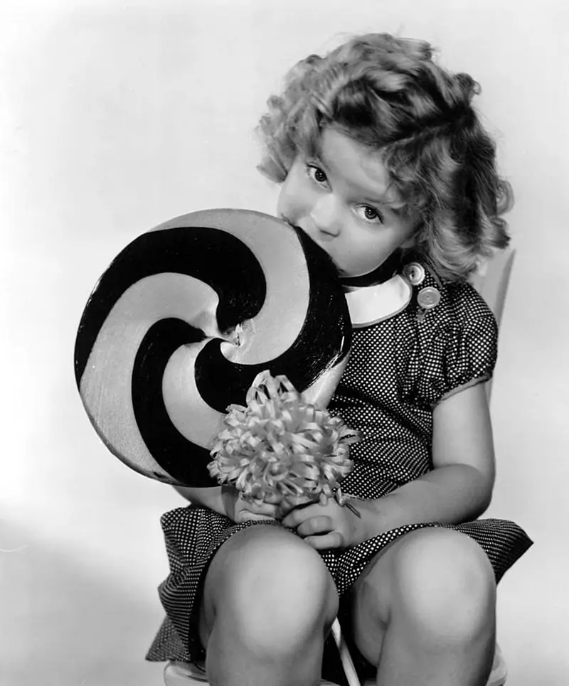 shirley temple with giant lollipop