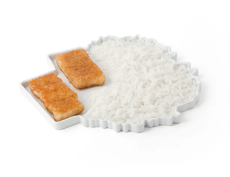 fish sticks and rice plate