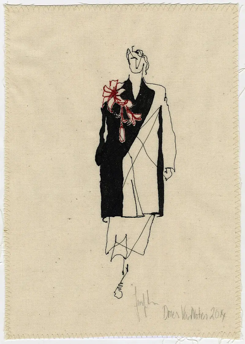 Runway Fashions Depicted in Embroidery