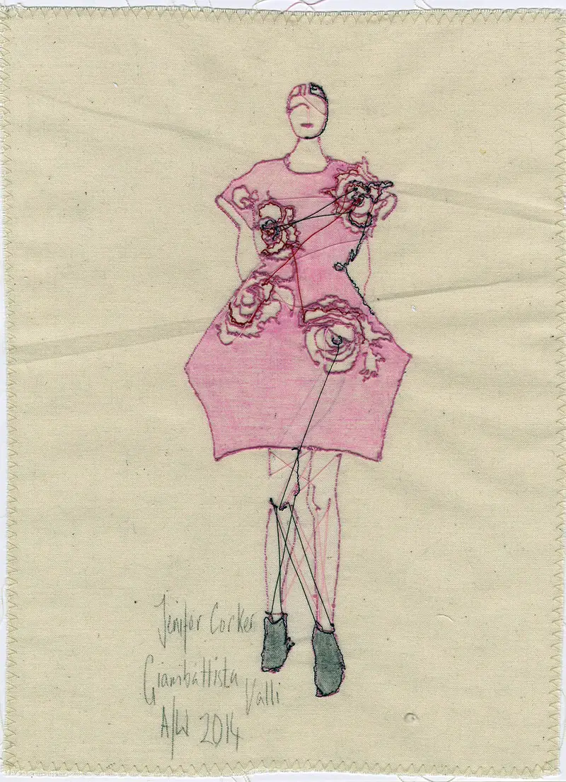 Runway Fashions Depicted in Embroidery