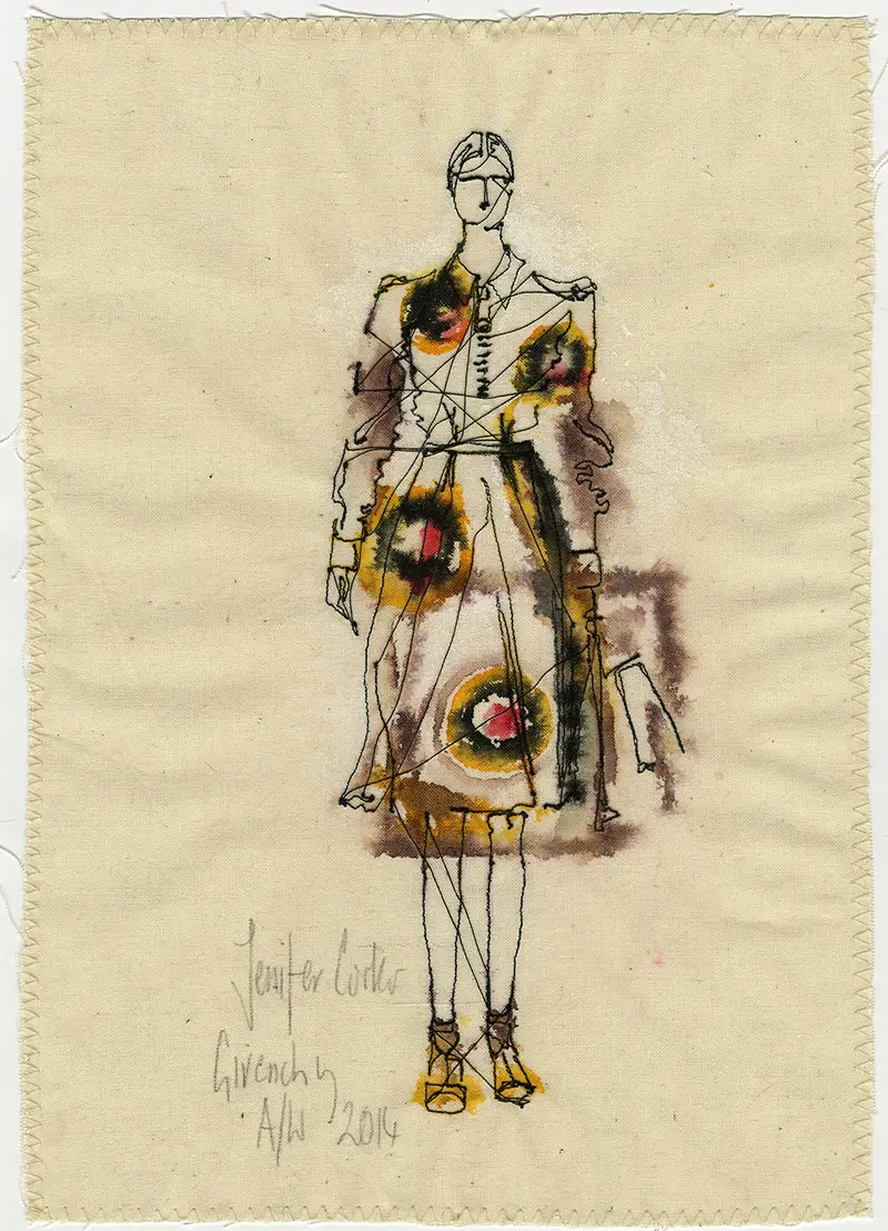 Runway Fashions Depicted in Embroidery