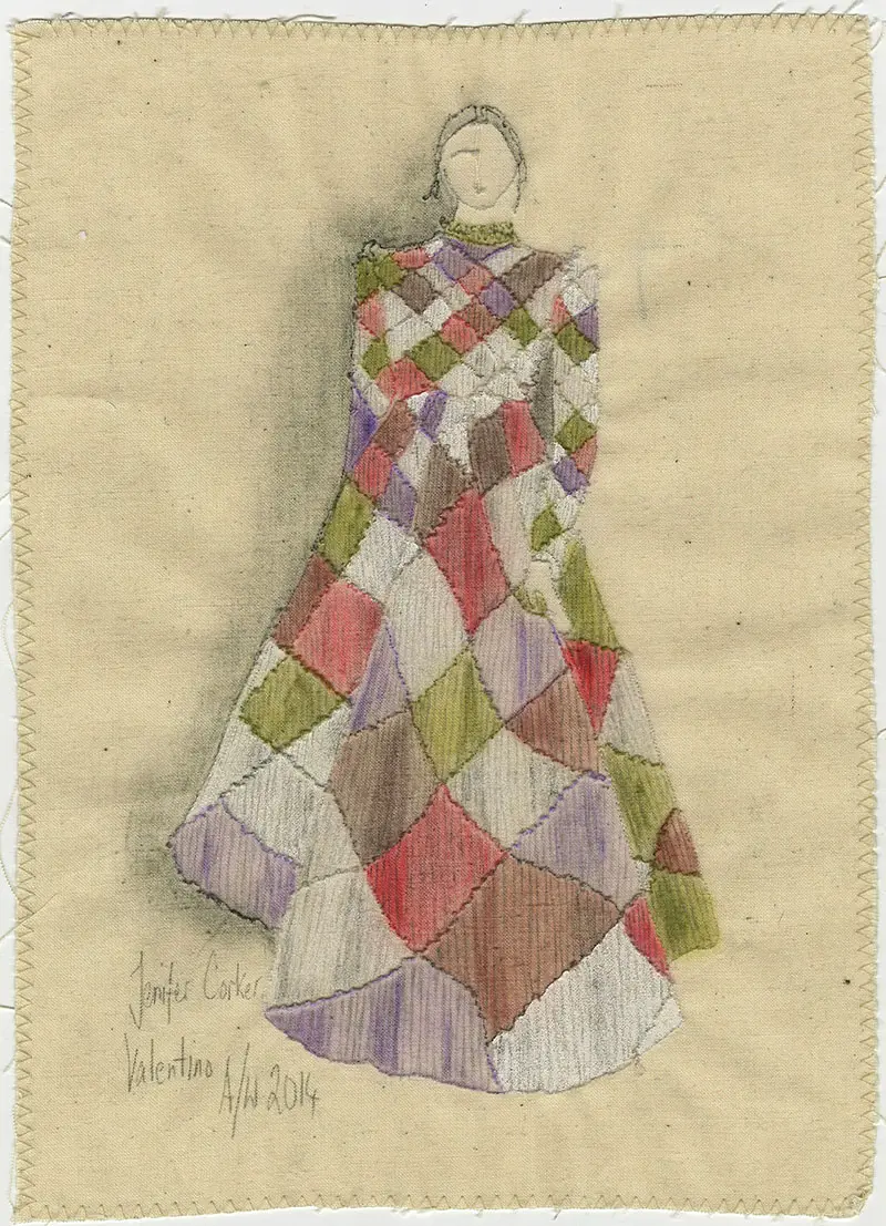 Runway Fashions Depicted in Embroidery