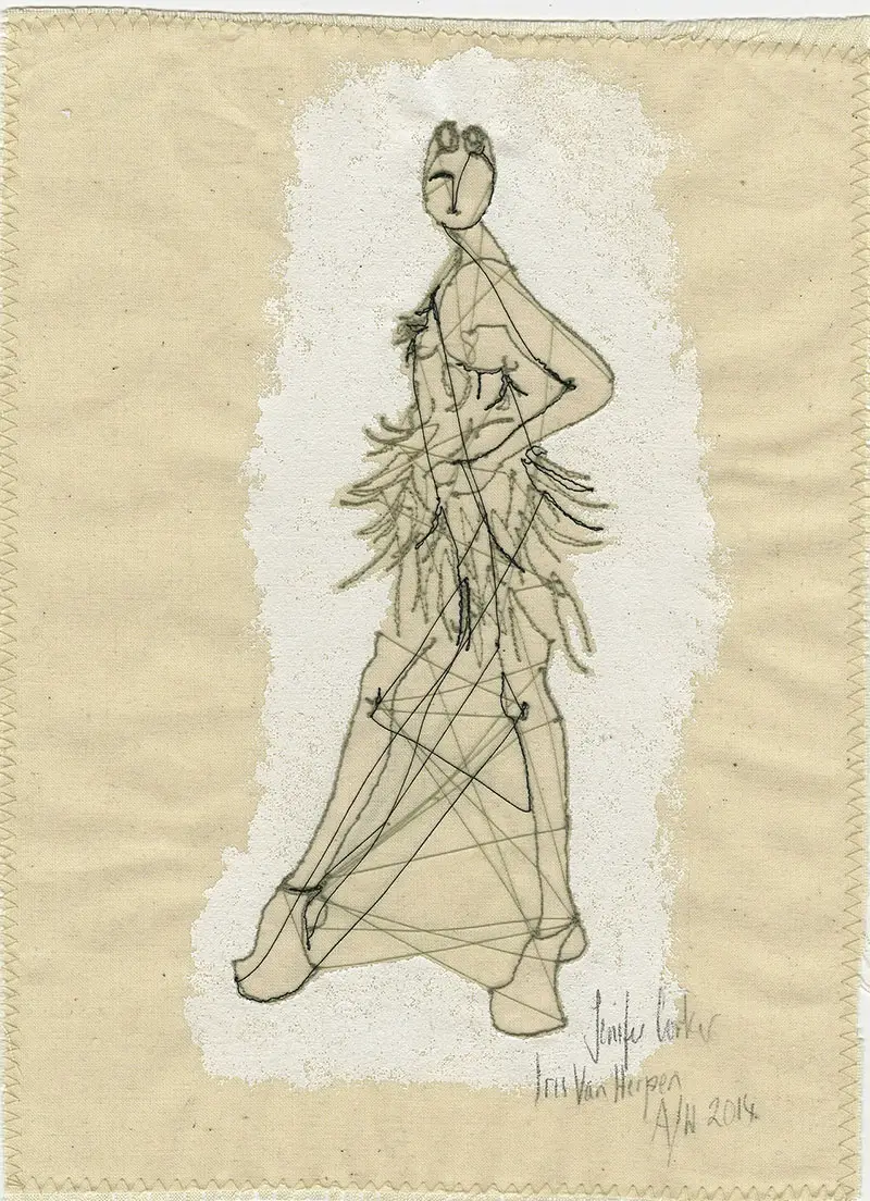 Runway Fashions Depicted in Embroidery