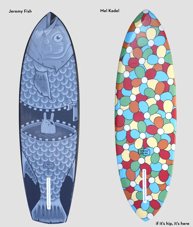 Jeremy Fish and mel Kadel surfboards Artist-decorated Surfboard Auction