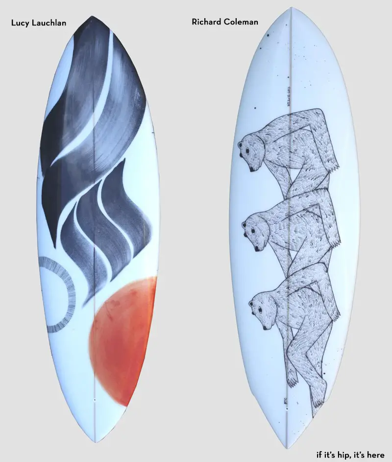 Lucy Lauchlan and Richard Coleman surfboards