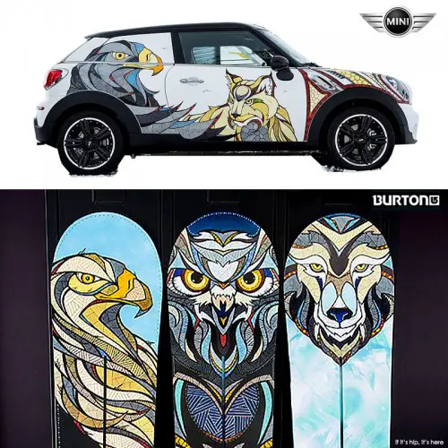 Read more about the article A ‘Snow Beasts’ MINI and Custom Burton Snowboards by Illustrator Andreas Preis.