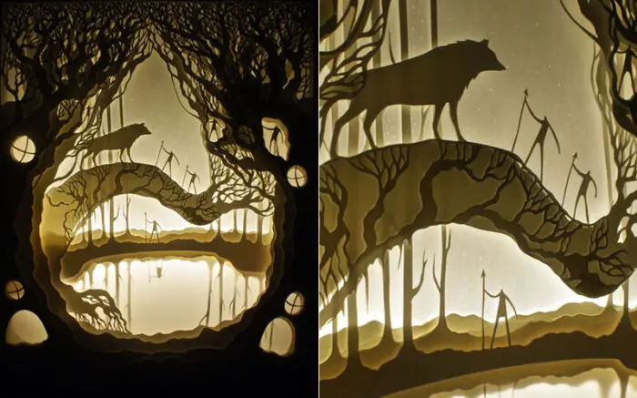 The protector Hari and Deepti illuminated paper art