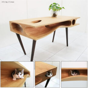 The CATable, A Work Table For You With Built-In Feline Fun.
