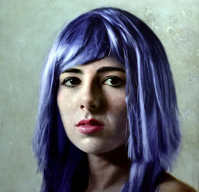 Harriet with purple hair, 2013, oil on canvas, 120x120 cm