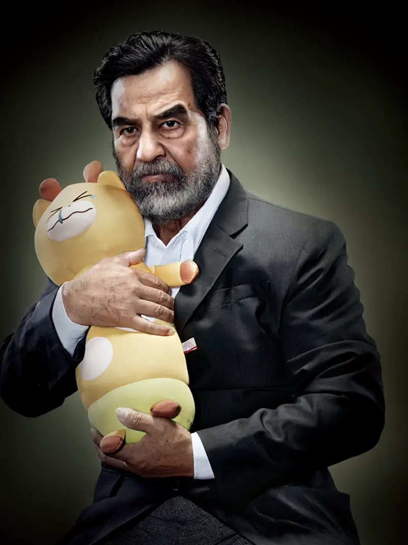 Saddam Hussein with plush kitty IIHIH