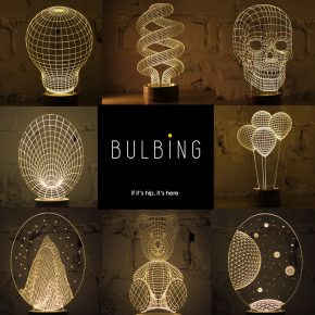 Flat LED Lights Give Off A 3D Glow – Bulbing Lamps from Studio Cheha.