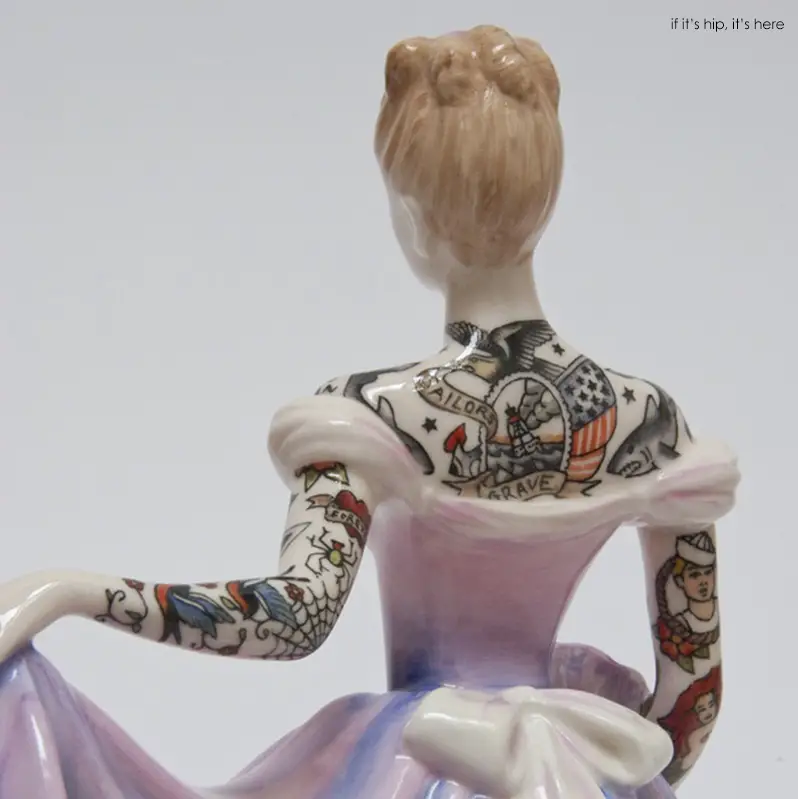 Flash tattooed porcelain figurines