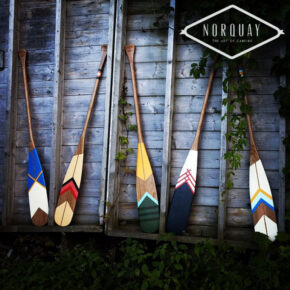 Hand-Painted Cherry Wood Artisan Canoe Paddles from Norquay Co.