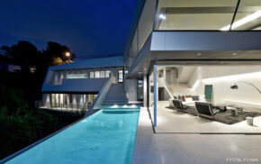 Ultra Modern Angular Mulholland Home With Spillover Pool.