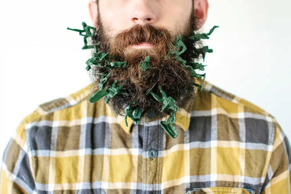 beard with green army men