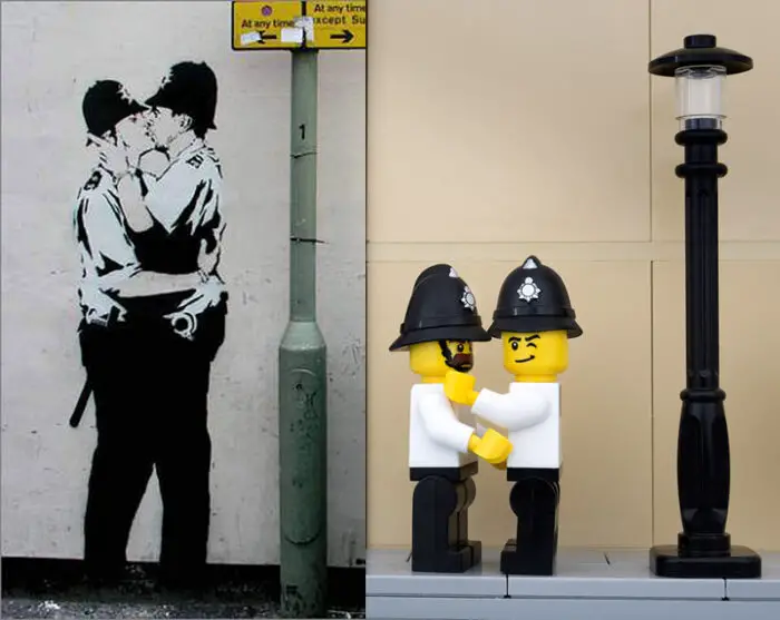 Banksy Art Recreated In Lego