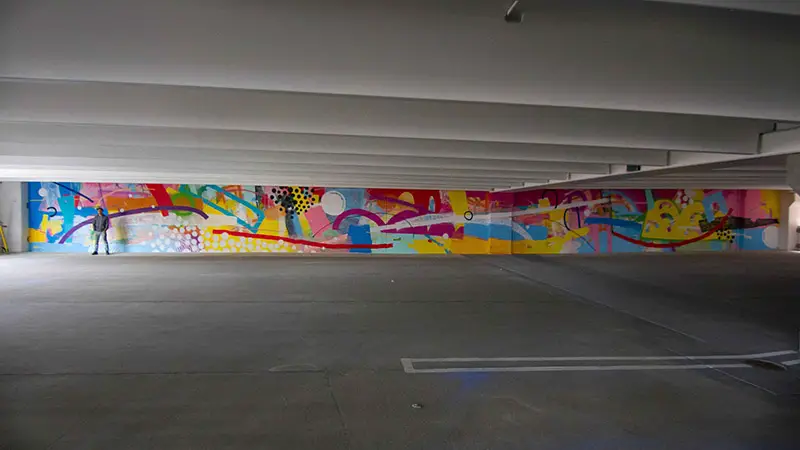 HENSE mural in parking garage